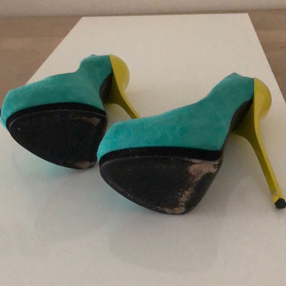 Giuseppe Zanotti teal and yellow heels - Picture 5 of 5